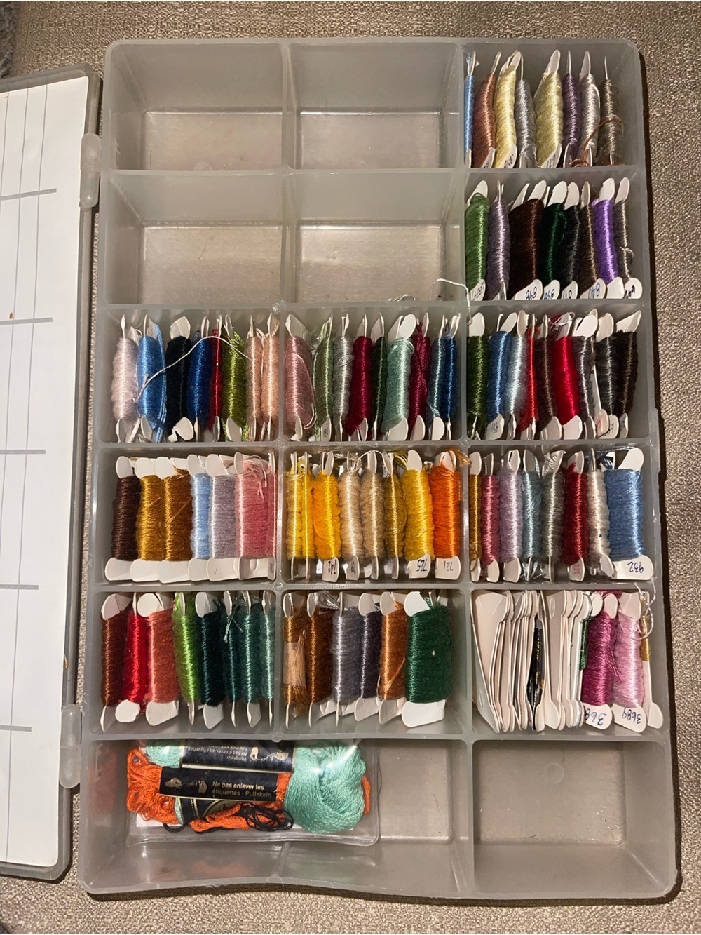 Plastic Thread Organizer Box with Assorted Multi-Color Embroidery Floss